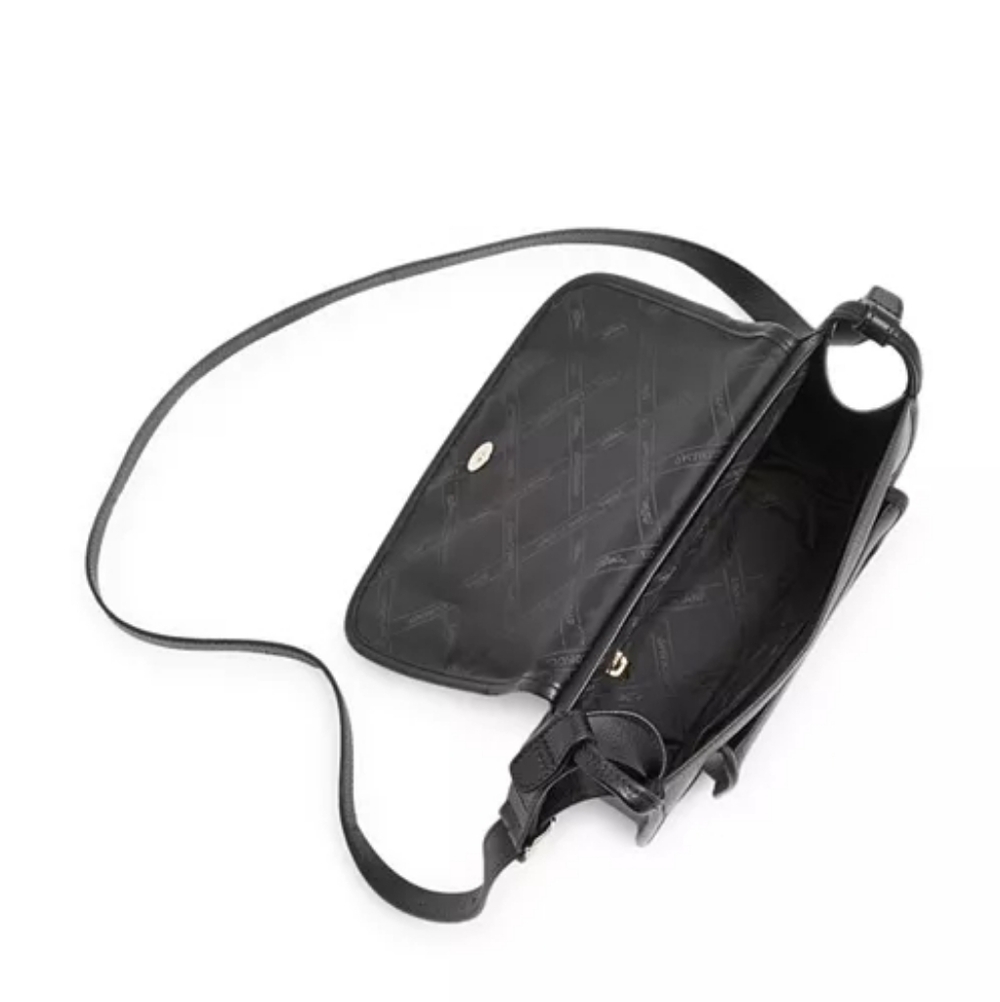 Longchamp Le Foulonné Leather Crossbody | Black/Gold | free lip balm - Picture 9 of 16